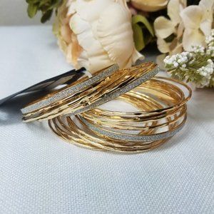 NEW nicole miller gold bangle bracelets set